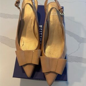 Stuart Weitzman Bow Accent Nude Heels